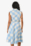 Oscar de la Renta Blue/Cream Plaid Wool Belted Sleeveless Dress Size 4