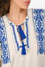 Isabel Marant Etoile White Cotton Blue Embroidered Tunic Dress Size 42