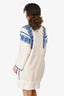Isabel Marant Etoile White Cotton Blue Embroidered Tunic Dress Size 42