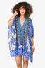 Camilla Blue Rhinestone Embellished Silk Kaftan Size One Size