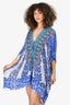Camilla Blue Rhinestone Embellished Silk Kaftan Size One Size