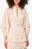 Zimmermann Peach Cotton Eyelet Ruffle Embellished Long Sleeve Dress Size 0