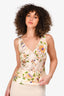 Christian Dior Vintage Cream Floral Silk Tank Top Size 6