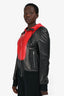 Alexander McQueen Black/Red Leather Hooded Zip Jacket Size 48 Mens