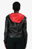 Alexander McQueen Black/Red Leather Hooded Zip Jacket Size 48 Mens