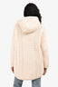 Loro Piana Cream Cashmere Chunky Cable Knit Zip Fur Hooded Cardigan Size S