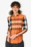 Burberry Brit Orange/Black Check Cotton Buttoned Shirt Size XS