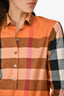 Burberry Brit Orange/Black Check Cotton Buttoned Shirt Size XS