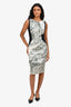 Etro Black & White Sleeveless Printed Midi Dress Size 40