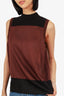 Rag & Bone Merino Wool Black/Burgundy Sleeveless Mock Neck Top Size Medium