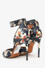 Givenchy Black Leather Floral Print Strappy Heels