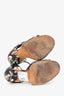 Givenchy Black Leather Floral Print Strappy Heels