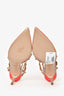 Valentino Coral Patent/Beige Leather Rockstud Cage Kitten Heels Size 36.5