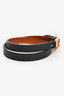 Hermes Black Leather Behapi Double Tour Bracelet GHW