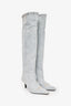Alexander Wang Light Blue Wash Denim Knee High Viola Slouchy Denim Boots Size 35.5