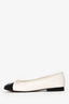 Pre-Loved Chanel™ White/Black Leather CC Ballet Flats Size 37