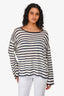 Nili Lotan Navy/Cotton Linen Striped Crewneck Sweater Size XS