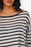 Nili Lotan Navy/Cotton Linen Striped Crewneck Sweater Size XS
