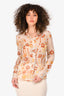 Prada Vintage Cream/Burnt Orange Floral Sheer Silk Button Down Size 42