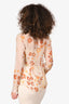 Prada Vintage Cream/Burnt Orange Floral Sheer Silk Button Down Size 42
