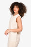 Jil Sander Cream Cotton Textured Sleeveless Top Size 38