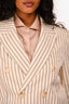 Celine Cream/Red/Blue Wool Pinstriped Double Breasted Blazer Size 38