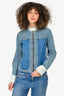 Maison Marigela Blue Patchwork Denim Zip-Up Jacket Size 40
