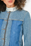 Maison Marigela Blue Patchwork Denim Zip-Up Jacket Size 40
