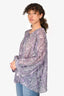 Nili Lotan Purple Paisley Silk Blouse Size S