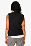 Ganni Black Cotton Blend Red Logo Knit Top Size S