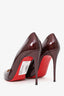 Christian Louboutin Burgundy Patent Leather Ron Ron 100 Heels Size 38.5