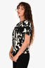 Weekend Max Mara Cream/Black Floral Printed Beaded 'Amore' Short Sleeve T-Shirt Size S