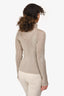 A. Roege Hove Taupe Ribbed Knit Open Back High Neck Cardigan Est. Size S