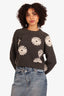 Sandro Grey Floral Printed Cropped Sweater Size 1