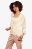 Iro Cream Silk Ruffle V-Neck Blouse Size 34 (As Is)