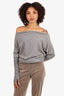 Enza Costa Grey Cashmere Blend Long Sleeve Top Size M