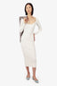 Ganni White Ribbed Long-Sleeve Maxi Dress Size XS