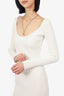 Ganni White Ribbed Long-Sleeve Maxi Dress Size XS
