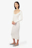 Ganni White Ribbed Long-Sleeve Maxi Dress Size XS