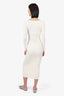 Ganni White Ribbed Long-Sleeve Maxi Dress Size XS
