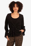 Iro Black Silk Ruffle V-Neck Blouse Size 34