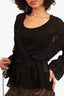 Iro Black Silk Ruffle V-Neck Blouse Size 34