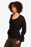 Iro Black Silk Ruffle V-Neck Blouse Size 34