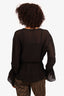 Iro Black Silk Ruffle V-Neck Blouse Size 34