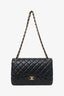Pre-Loved Chanel™ 2019 Black Lambskin Leather Double Flap Jumbo Bag