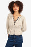 Ba&sh Biege Embroidered Peplum Top Size 0