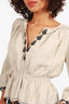 Ba&sh Biege Embroidered Peplum Top Size 0