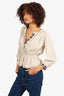 Ba&sh Biege Embroidered Peplum Top Size 0