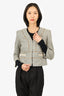 Sandro Silver Metallic Tweed Cropped Jacket Size 38