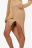 Mugler Camel Knit Long Sleeve Low Back Top + Bodycon Dipped Hem Skirt Size M